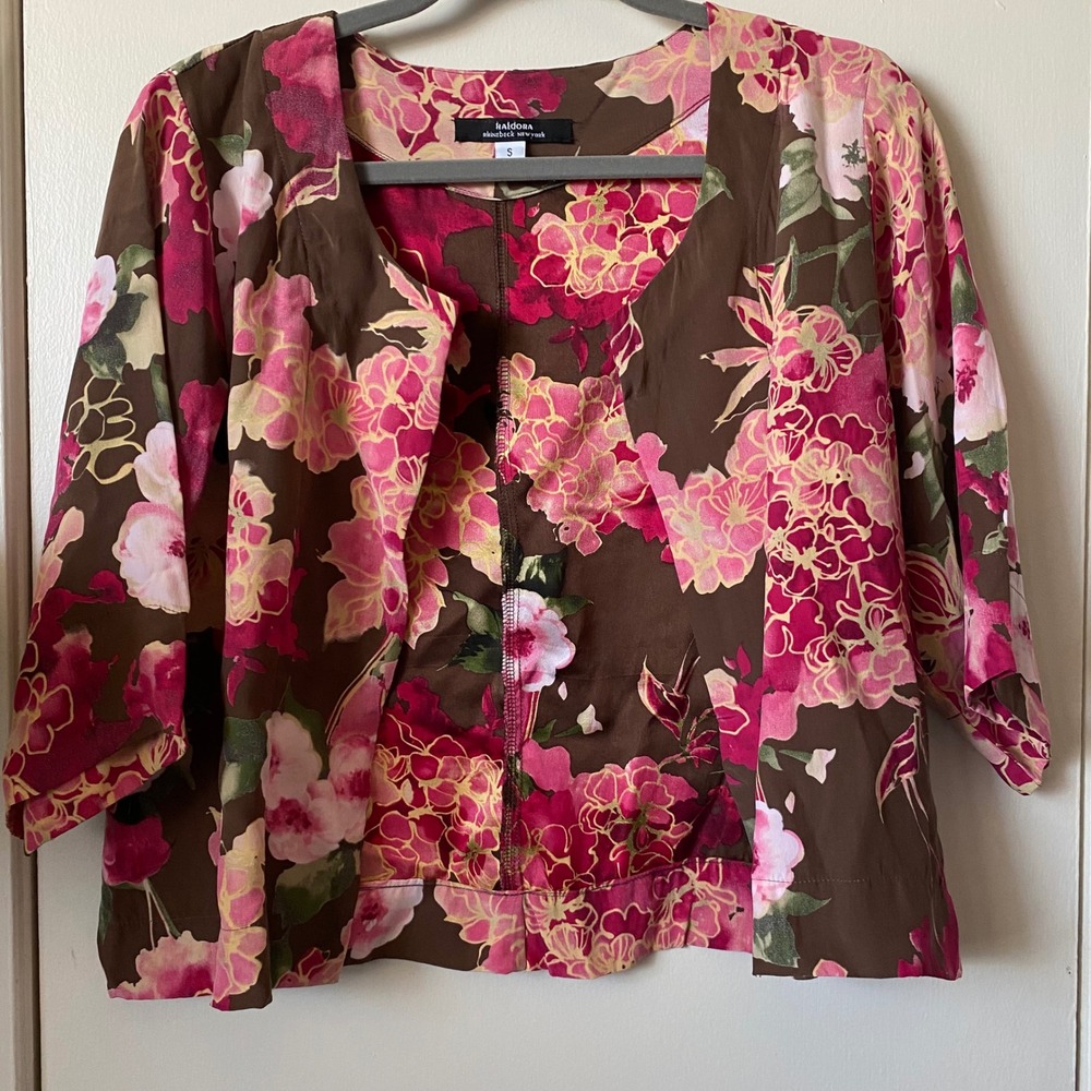 Haldora Rhinebeck New York‎ Floral Print Button Front 3/4 Sleeve Top S